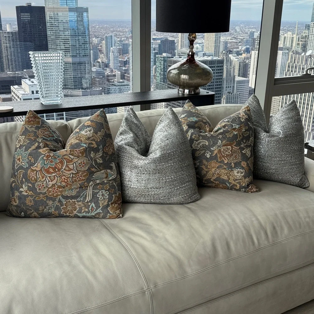 Eastern Accents Mulberry Wild Things Dark Grey Double Sided Down Pillows